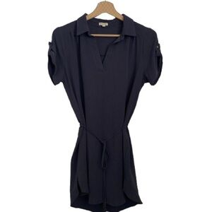 Lily White Navy Blue Roll-Tab Sleeve Tunic Dress - Size M